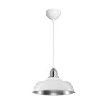 LOAN Μοντέρνο Κρεμαστό Φωτιστικό Οροφής με Ντουί 1 x E27 AC 220-240V IP20 - Λευκό & Ασημί - Μ25.5 x Π25.5 x Υ17cm