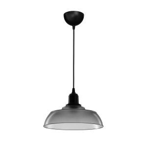 LOAN Μοντέρνο Κρεμαστό Φωτιστικό Οροφής με Ντουί 1 x E27 AC 220-240V IP20 - Γκρι Δίαφανο - Μ25.5 x Π25.5 x Υ17cm