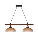 LOAN Μοντέρνο Κρεμαστό Φωτιστικό Οροφής με Ντουί 2 x E27 AC 220-240V IP20 - Καφέ & Μπρονζέ - Μ70 x Π25.5 x Υ19cm