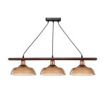 LOAN Μοντέρνο Κρεμαστό Φωτιστικό Οροφής με Ντουί 3 x E27 AC 220-240V IP20 - Καφέ & Μπρονζέ - Μ89 x Π25.5 x Υ19cm