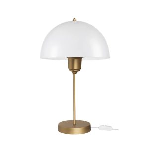 GAZETA Μοντέρνο Επιτραπέζιο Φωτιστικό Πορτατίφ με Ντουί 1 x E27 AC 220-240V IP20 - Λευκό Δίαφανο & Μπρονζέ - Μ25 x Π25 x Υ39cm