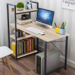 Γραφείο εργασίας Bencour με βιβλιοθήκη mdf φυσική απόχρωση