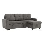 Γωνιακός αναστρέψιμος καναπές κρεβάτι Napora με αποθηκευτικό χώρο γκρι ύφασμα 214x83/138x90εκ