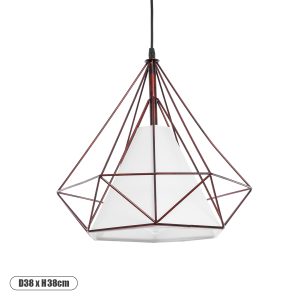 KAIRI Μοντέρνο Κρεμαστό Φωτιστικό Οροφής με Ντουί 1 x E27 AC 220-240V IP20 - Χάλκινο & Λευκό - Μ38 x Π38 x Y38cm