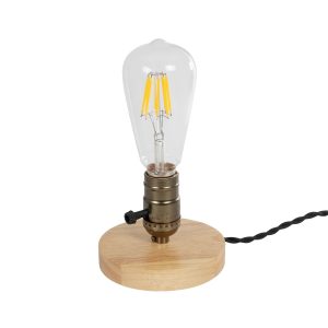 NOX Μοντέρνο Επιτραπέζιο Φωτιστικό Πορτατίφ με Ντουί 1 x E27 AC 220-240V IP20 - Μπεζ & Μπρούτζινο - Μ12 x Π12 x Υ9cm