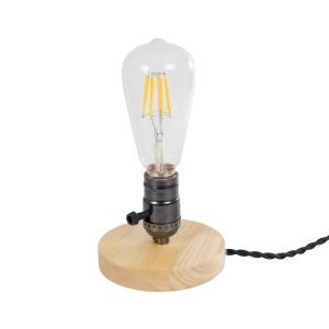 NOX Μοντέρνο Επιτραπέζιο Φωτιστικό Πορτατίφ με Ντουί 1 x E27 AC 220-240V IP20 - Μπεζ & Μαύρο - Μ12 x Π12 x Υ9cm