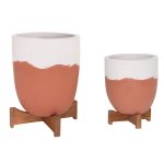 ΓΛΑΣΤΡΕΣ ΣΕΤ 2ΤΜΧ SEON TERRACOTTA ΛΕΥΚΟ & ΤΕΡΑΚΟΤΑ TEAK ΒΑΣΗ