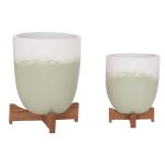 ΓΛΑΣΤΡΕΣ ΣΕΤ 2ΤΜΧ SEON TERRACOTTA ΛΕΥΚΟ & ΠΡΑΣΙΝΟ TEAK ΒΑΣΗ