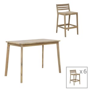 Τραπεζαρία Bravo σετ 7τμχ μασίφ ξύλο ακακίας 130x70x90εκ