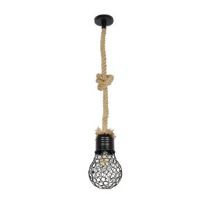 URBAN Vintage Κρεμαστό Φωτιστικό Οροφής με Ντουί 1 x E27 AC 220-240V IP20 - Μαύρο & Μπεζ - Μ15 x Π15 x Υ80cm