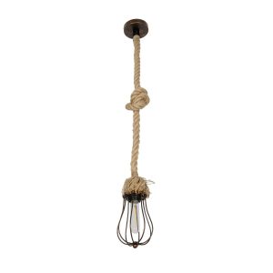 CAMBER Vintage Κρεμαστό Φωτιστικό Οροφής με Ντουί 1 x E27 AC 220-240V IP20 - Χάλκινο & Μπεζ - Μ12 x Π12 x Υ80cm