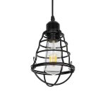 ALDO Vintage Κρεμαστό Φωτιστικό Οροφής με Ντουί 1 x E27 AC 220-240V IP20 - Μαύρο - Μ15 x Π15 x Υ24cm