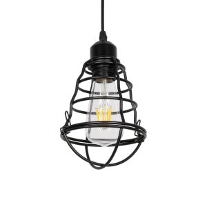 ALDO Vintage Κρεμαστό Φωτιστικό Οροφής με Ντουί 1 x E27 AC 220-240V IP20 - Μαύρο - Μ15 x Π15 x Υ24cm