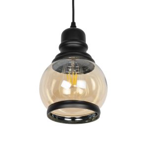 OLIVER Vintage Κρεμαστό Φωτιστικό Οροφής με Ντουί 1 x E27 AC 220-240V IP20 - Μελί & Μαύρο - Μ16 x Π16 x Υ25cm