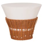 ΤΡΑΠΕΖΙ ΣΑΛΟΝΙΟΥ PERRAL ΛΕΥΚΟ-ΦΥΣΙΚΟ RATTAN Φ55x45Υεκ