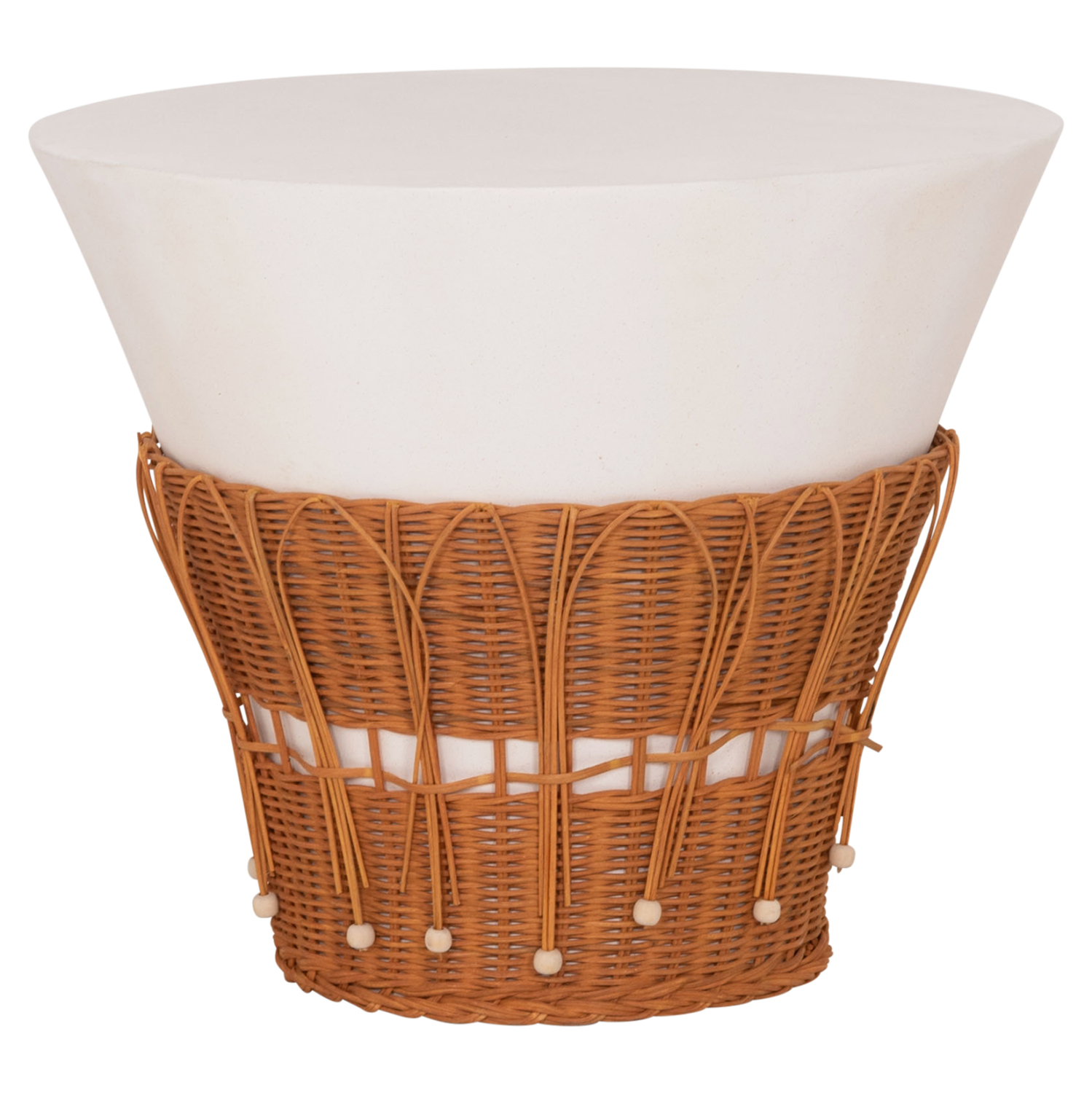 ΤΡΑΠΕΖΙ ΣΑΛΟΝΙΟΥ PERRAL ΛΕΥΚΟ-ΦΥΣΙΚΟ RATTAN Φ55x45Υεκ
