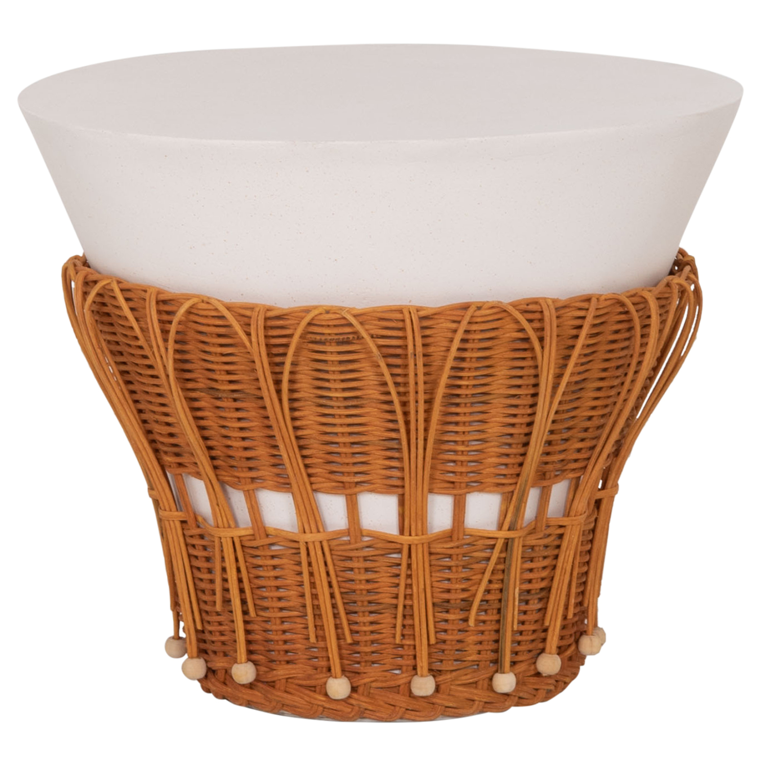 ΤΡΑΠΕΖΙ ΒΟΗΘΗΤΙΚΟ PERRAL FIBER CEMENT ΛΕΥΚΟ-ΦΥΣΙΚΟ RATTAN