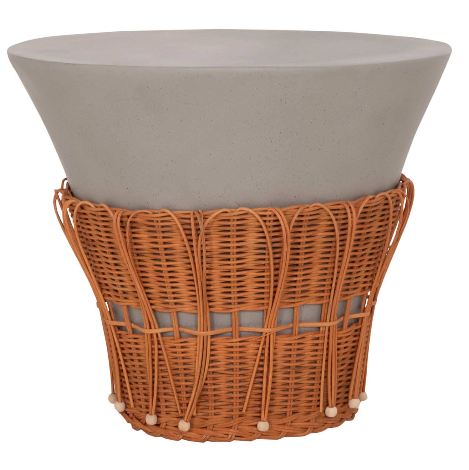 ΤΡΑΠΕΖΙ ΣΑΛΟΝΙΟΥ PERRAL FIBER CEMENT ΓΚΡΙ-ΦΥΣΙΚΟ RATTAN Φ55x45Υεκ