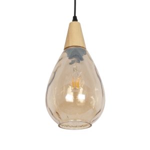 NOAH Μοντέρνο Κρεμαστό Φωτιστικό Οροφής με Ντουί 1 x E27 AC 220-240V IP20 - Μελί & Μπεζ - Μ16 x Π16 x Υ32cm