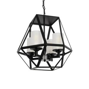 DASTAR Vintage Κρεμαστό Φωτιστικό Οροφής με Ντουί 4 x E27 AC 220-240V IP20 - Μαύρο & Λευκό - Μ42 x Π42 x Υ43cm