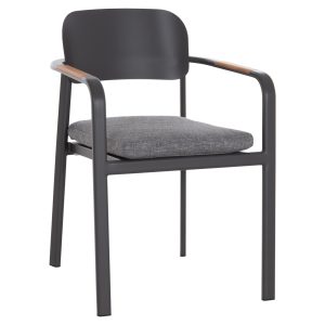 ΠΟΛΥΘΡΟΝΑ ΤΡΑΠΕΖΑΡΙΑΣ ELARA ΓΚΡΙ ΑΛΟΥΜΙΝΙΟ-OLEFIN--ΞΥΛΟ TEAK 56x62x78Υεκ.