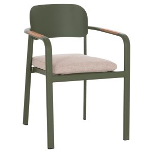 ΠΟΛΥΘΡΟΝΑ ΤΡΑΠΕΖΑΡΙΑΣ ELARA ΠΡΑΣΙΝΟ ΑΛΟΥΜΙΝΙΟ-ΜΠΕΖ OLEFIN--TEAK 56x62x78Υεκ