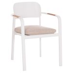 ΠΟΛΥΘΡΟΝΑ ΤΡΑΠΕΖΑΡΙΑΣ ELARA ΛΕΥΚΟ ΑΛΟΥΜΙΝΙΟ-ΜΠΕΖ OLEFIN--TEAK 56x62x78Υεκ