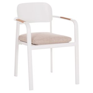 ΠΟΛΥΘΡΟΝΑ ΤΡΑΠΕΖΑΡΙΑΣ ELARA ΛΕΥΚΟ ΑΛΟΥΜΙΝΙΟ-ΜΠΕΖ OLEFIN--TEAK 56x62x78Υεκ