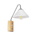 ALESSIA Μοντέρνο Φωτιστικό Τοίχου - Απλίκα με Ντουί 1 x E27 AC 220-240V IP20 - Μπεζ & Ασημί - Μ18 x Π26 x Υ29cm