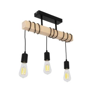 LUCITA Vintage Φωτιστικό Οροφής με Ντουί 3 x E27 AC 220-240V IP20 - Μαύρο & Μπεζ - Μ50 x Π27 x Υ112cm