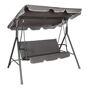 Κούνια κήπου Globo μέταλλο μαύρο-ύφασμα σε ανθρακί απόχρωση 170x110x153εκ