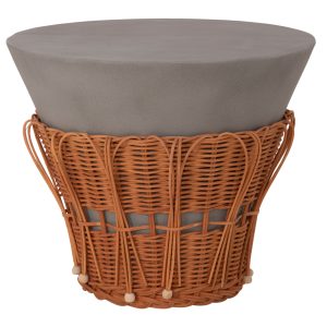 ΤΡΑΠΕΖΙ ΒΟΗΘΗΤΙΚΟ PERRAL .03S FIBER CEMENT ΓΚΡΙ-ΦΥΣΙΚΟ RATTAN--Φ42x36Υεκ