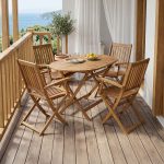 Τραπεζαρία Joter-Falov σετ 5τεμ φυσικό μασίφ ξύλο ακακίας 130x80x72εκ