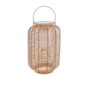 GRAMBIAN Boho Επιδαπέδιο Φωτιστικό LED 5W 200lm 180° με Φωτοβολταϊκό Panel 3.6V 0.1W με Αισθητήρα Ημέρας/Νύχτας Αδιάβροχο IP65 Θερμό Λευκό 2700K - Μπεζ - Μ30 x Π30 x Υ48cm