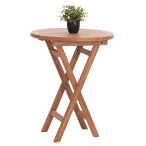 ΤΡΑΠΕΖΙ ΣΚΗΝΟΘΕΤΗ ΣΤΡΟΓΓΥΛΟ ERIS ΞΥΛΟ TEAK Φ60x75Υ