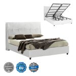 ΚΡEΒΑΤΙ ΜΕ ΑΠΟΘΗΚΕΥΤΙΚΟ ΧΩΡΟ DREAMLET ΛΕΥΚΟ TEDDY ΥΦΑΣΜΑ- ΓΙΑ ΣΤΡΩΜΑ 160x200εκ.