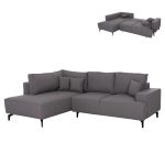 ΓΩΝΙΑΚΟΣ ΚΑΝΑΠΕΣ-ΚΡΕΒΑΤΙ ΜΕ ΑΠΟΘ.ΧΩΡΟ SAFFIRA ΓΚΡΙ ΥΦΑΣΜΑ 270x195x100Υεκ.