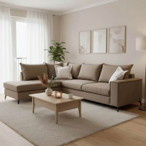 Γωνιακός καναπές δεξιά γωνία Romantic Mocha Cream 290x235x95εκ