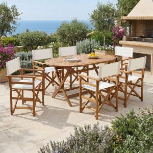 Τραπεζαρία Bistrual-Falov σετ 7τεμ πτυσσόμενο φυσικό μασίφ