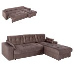 ΓΩΝΙΑΚΟΣ ΚΑΝΑΠΕΣ-ΚΡΕΒΑΤΙ ΜΕ ΑΠΟΘ.ΧΩΡΟ CLANCY ΚΑΦΕ ΥΦΑΣΜΑ 308x181x92Υεκ.