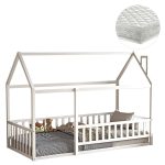 ΚΡΕΒΑΤΙ ΠΑΙΔΙΚΟ ΜΕ ΣΤΡΩΜΑ HOUSER ΞΥΛΟ ΠΕΥΚΟΥ ΣΕ ΛΕΥΚΟ--ΣΤΡΩΜΑ 90x190εκ