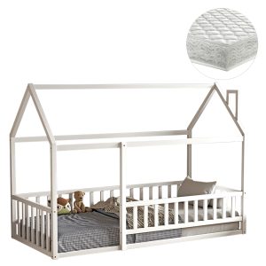 ΚΡΕΒΑΤΙ ΠΑΙΔΙΚΟ ΜΕ ΣΤΡΩΜΑ HOUSER ΞΥΛΟ ΠΕΥΚΟΥ ΣΕ ΛΕΥΚΟ--ΣΤΡΩΜΑ 90x190εκ