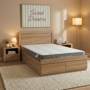Κρεβάτι με στρώμα και συρτάρι Olympus-Dreamer sonoma 100x200εκ