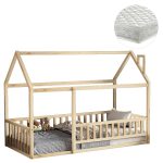 ΚΡΕΒΑΤΙ ΠΑΙΔΙΚΟ ΜΕ ΣΤΡΩΜΑ HOUSER ΞΥΛΟ ΠΕΥΚΟΥ ΣΕ ΦΥΣΙΚΟ--ΣΤΡΩΜΑ 90x190εκ