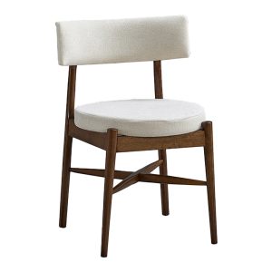 Καρέκλα Raudi rubberwood σε καρυδί-εκρού απόχρωση 45.5x45.5x81εκ -Τιμή Σετ 2 τεμ.