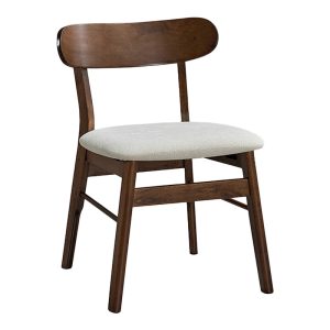 Καρέκλα Cairo rubberwood σε καρυδί-εκρού απόχρωση 47x47x76εκ -Τιμή Σετ 2 τεμ.