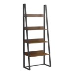 Βιβλιοθήκη-Ραφιέρα Alfa καρυδι-μαύρο μέταλλο 75x36x185εκ