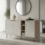 Μπουφές Balain sonoma-γκρι μπεζ όψη μαρμάρου 142x35.5x83εκ