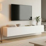 Έπιπλο τηλεόρασης επιτοίχιο με Led Rival λευκό 180x35x30εκ