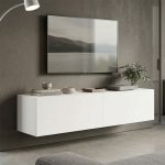 Έπιπλο τηλεόρασης επιτοίχιο με Led Rival λευκό 120x35x30εκ